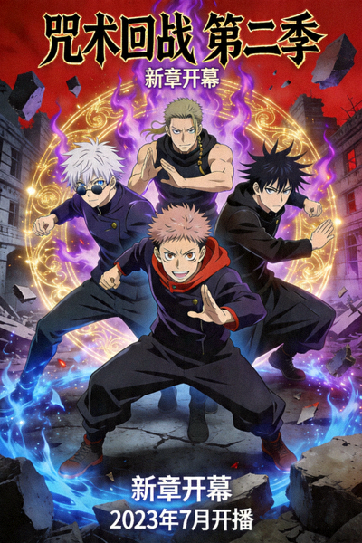 日本动漫《咒术回战》第二季海报，热血战斗奇幻题材